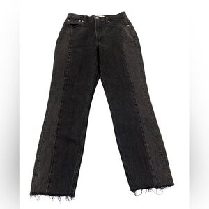 Abercrombie & Fitch Mom High Rise Jeans | Wash Black Paneled | Size 25 | NWOT
